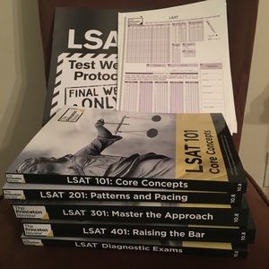 LSAT study books and work books. 99% unused.